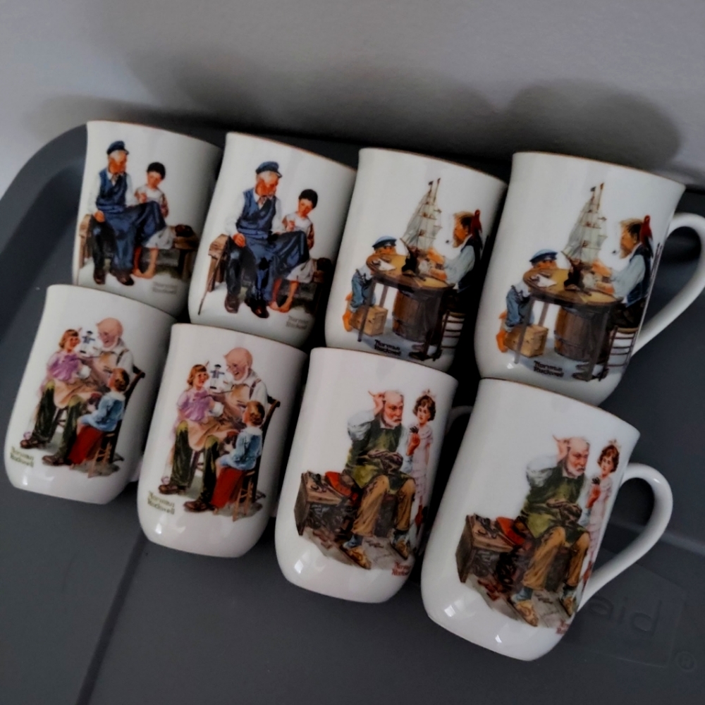 Norman Rockwell cup set 1982